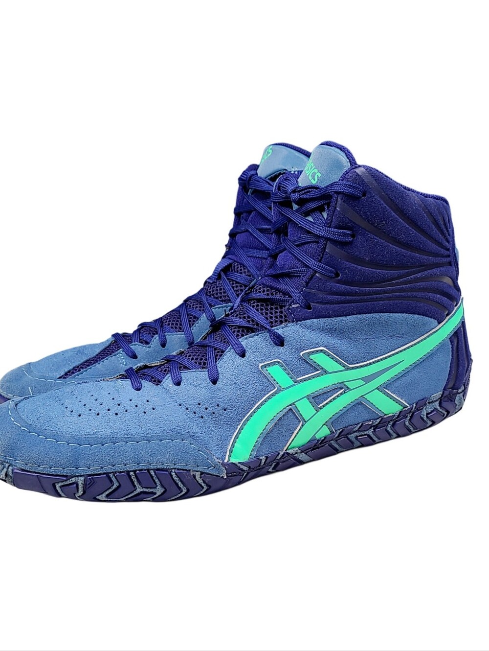 ASICS Aggressor 5 Men’s wrestling Shoes Sneakers Blue Green Size 11.5
